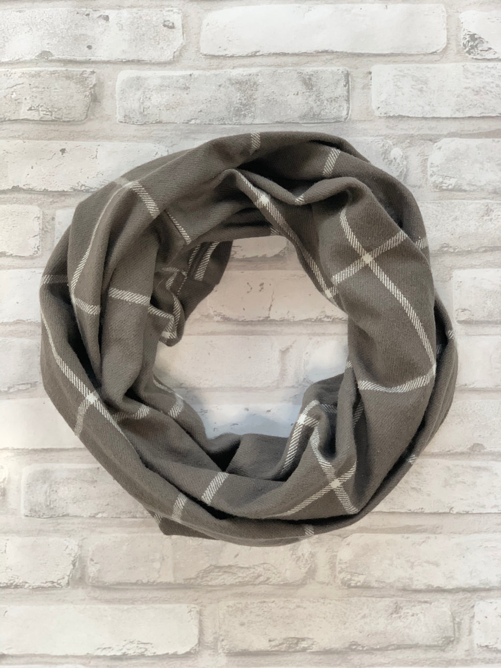Grey and White Flannel Scarf