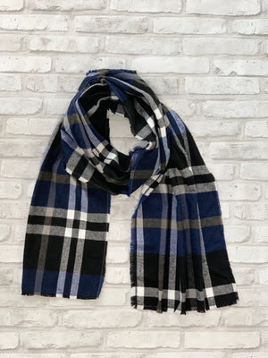 Blue and Black Flannel Scarf