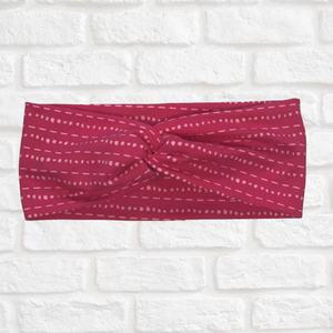 Pink Dash and Dot Faux Knot HeadBand